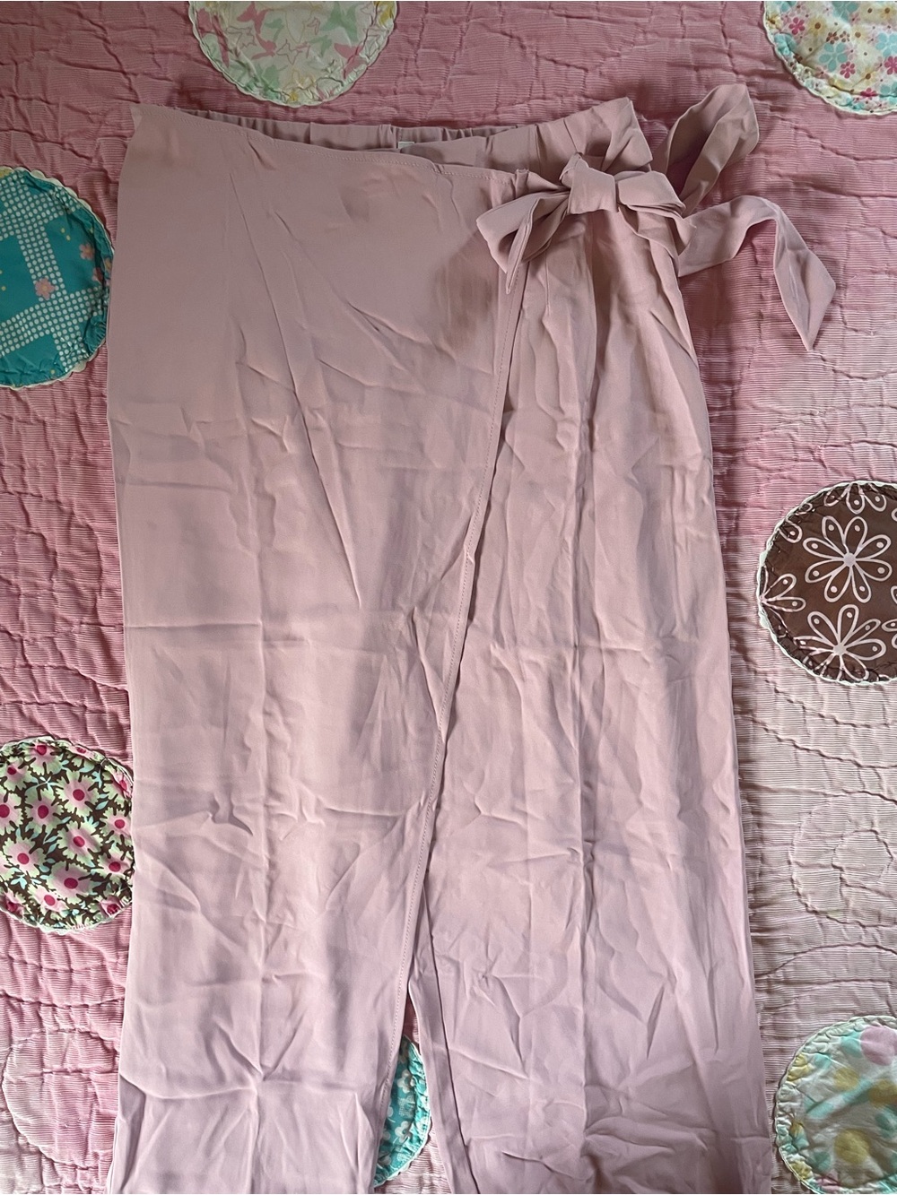 HALARA Blush Pink Wrap Wide-Leg Palazzo Pants with Side Tie